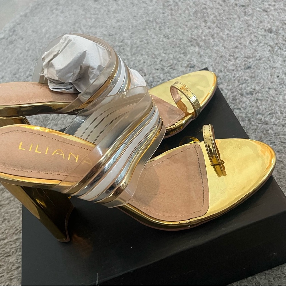 Liliana Shiny Gold Heels